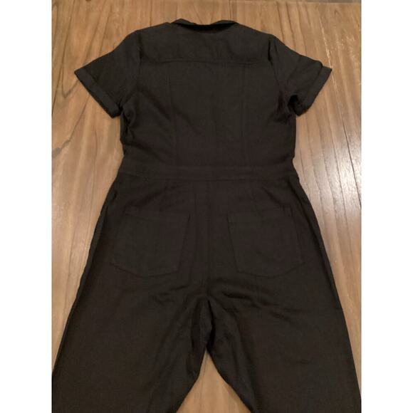 YFB Young Fabulous & Broke Short Sleeve Button Down Chest Pocket Black Jumpsuit - Picture 15 of 16